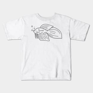 Betta Fish Keep Swimming Logo Kids T-Shirt